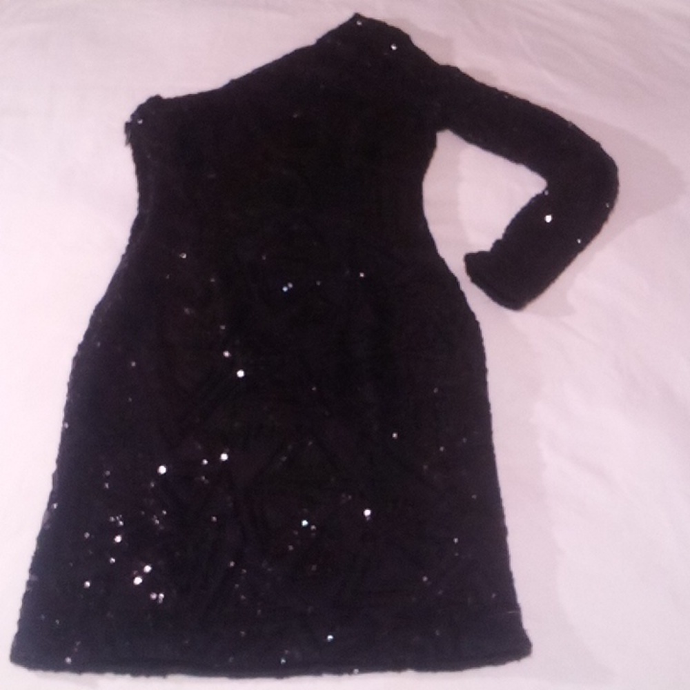 Ladies Short Black Sequins Dress